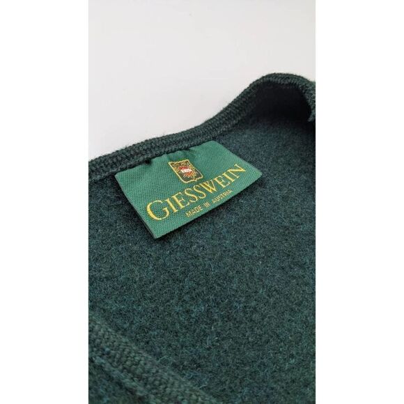Giesswein Wool One Button Green Vest 38 Vtg 80s - Picture 2 of 8